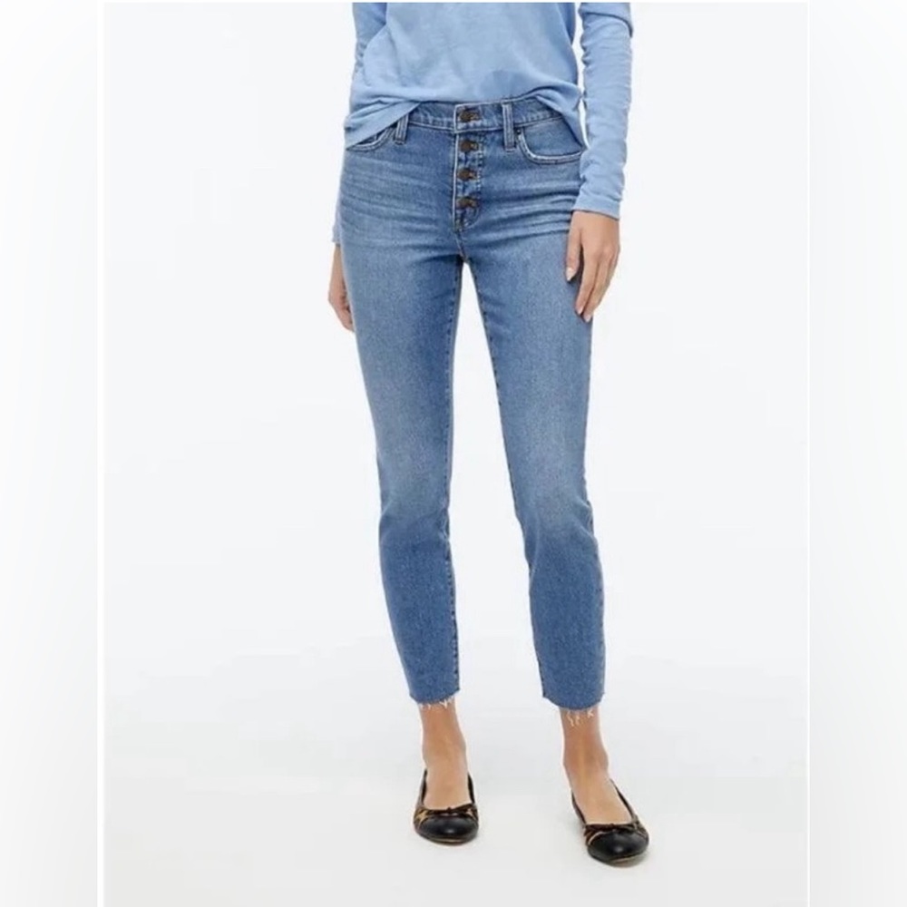 New Without Tag J Crew High Rise Skinny Button Fly Cutoff Raw Hem Jeans 👖
